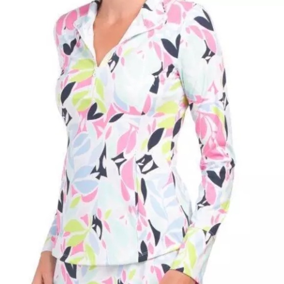 Tommy Bahama UPF 50 Floral Print Long Sleeve 1/4 Zip Golf Top Size XS - Picture 4 of 9